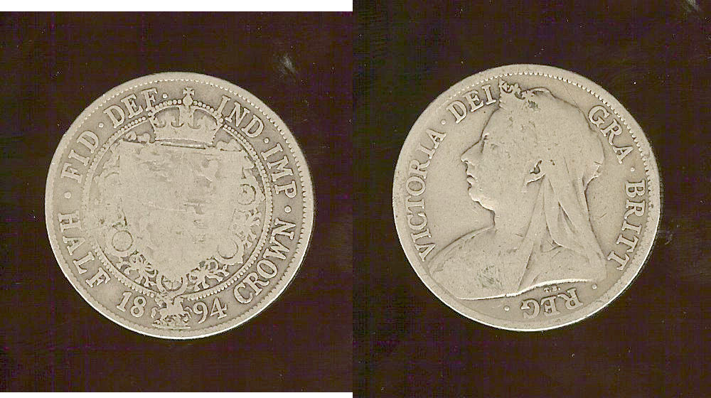 ROYAUME-UNI 1/2 couronne Victoria 1894 TB
